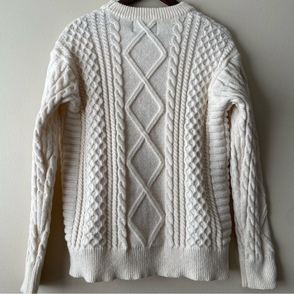Aelfric Eden Cream Fisherman Cable Knit Sweater M Chunky - Picture 2 of 7